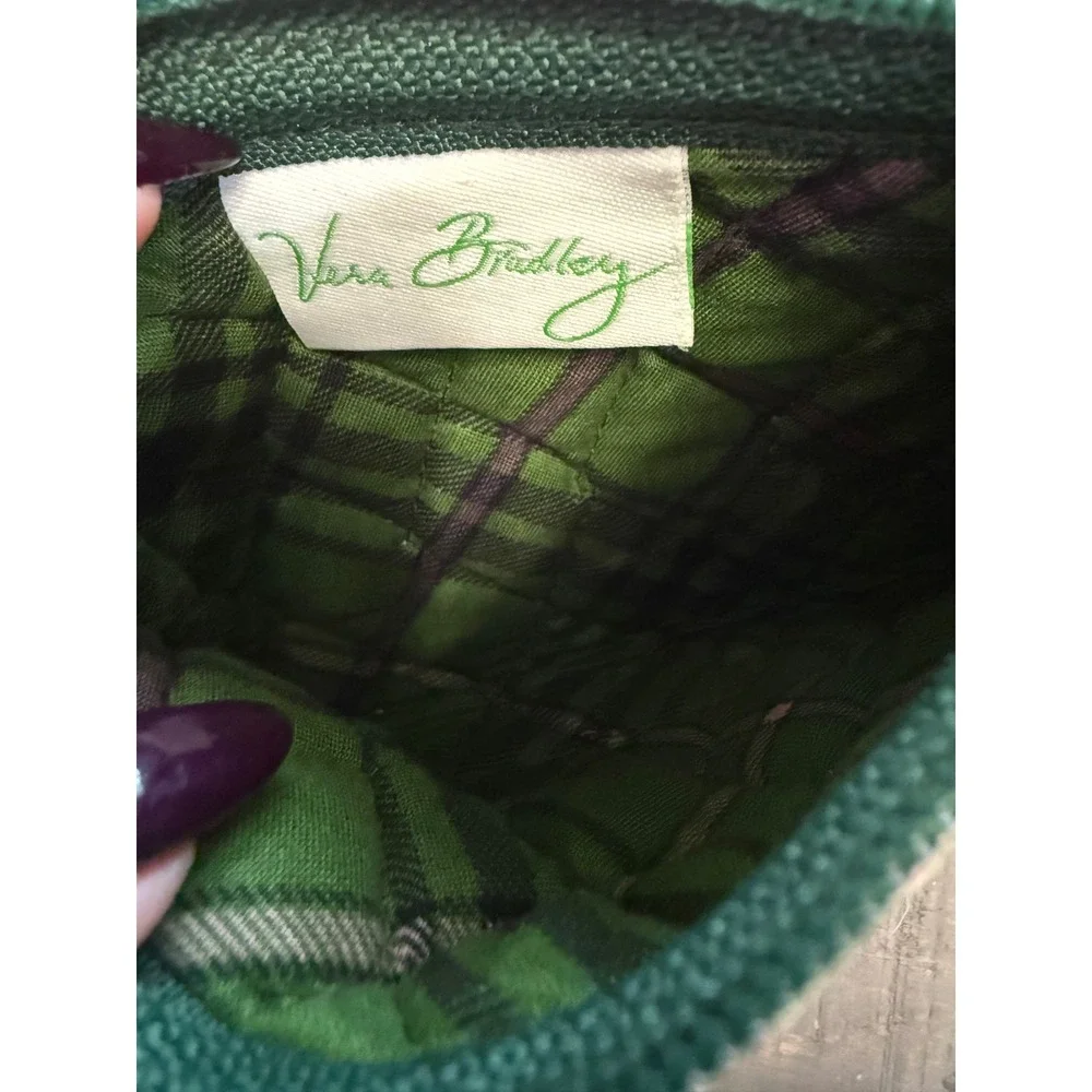 Vera Bradley Chelsea Green Paisley Quilted Cotton Zip Coin Purse Card Wallet